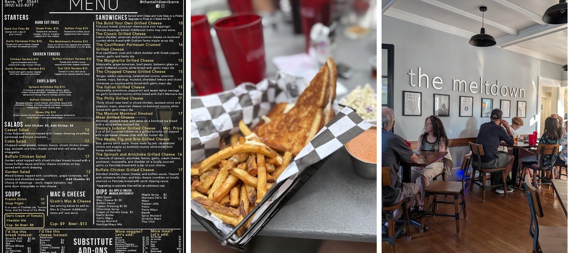 The Meltdown Grilled Cheese and Tap Room Menu