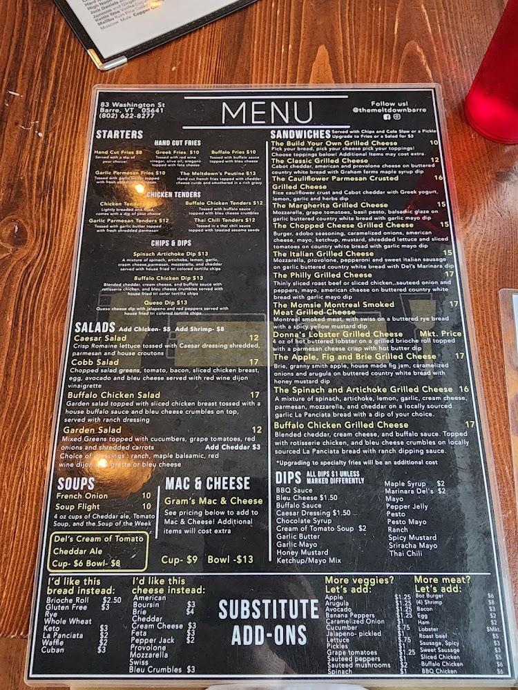 The Meltdown Grilled Cheese and Tap Room Menu image 4